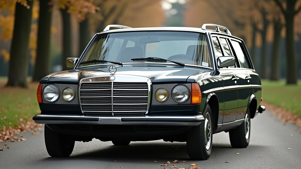 Mercedes-Benz W123 kombi modelis, tamsi spalva, priekyje